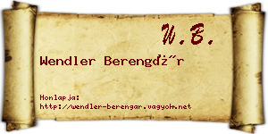 Wendler Berengár névjegykártya